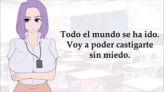Spanish JOI La profesora te masturba en clase con rotulador y cuerda.